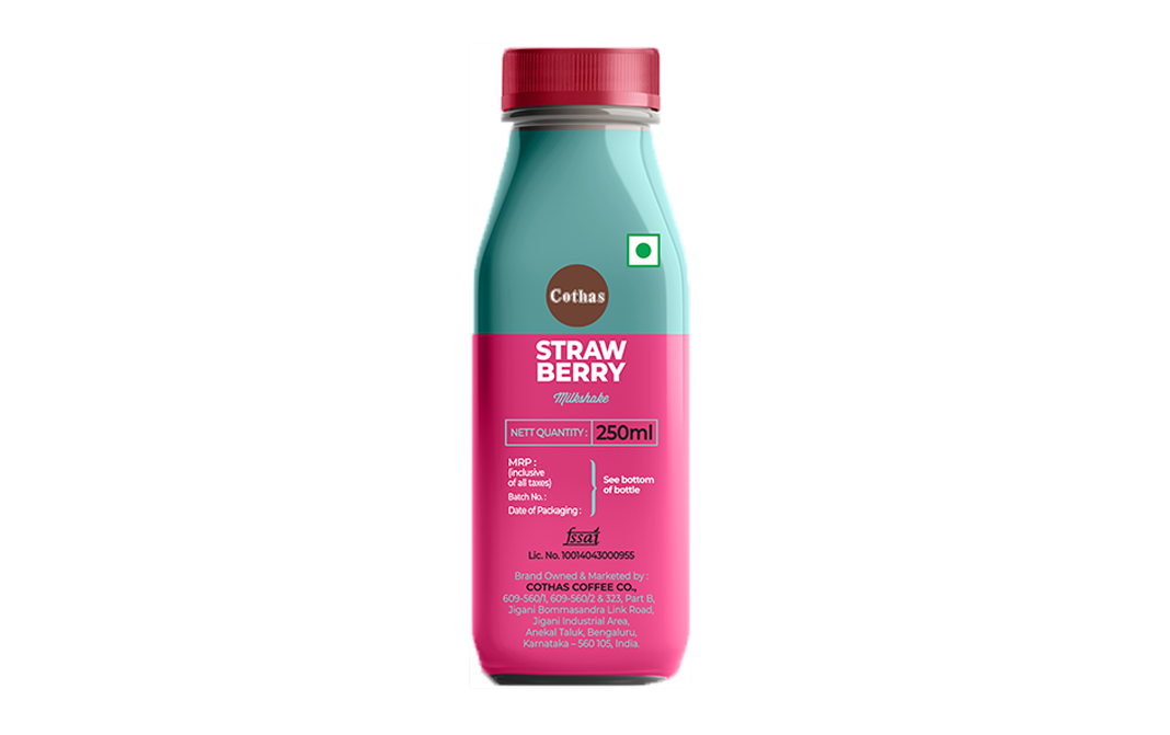 Cothas Coffee Strawberry Milkshake    Plastic Bottle  250 millilitre